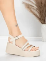 Sandały na platformie 5H78 Beżowy | Mei