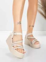 Sandały na platformie 5H78 Beżowy | Mei