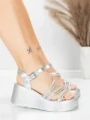 Sandały na platformie 5H78 Srebrny | Mei
