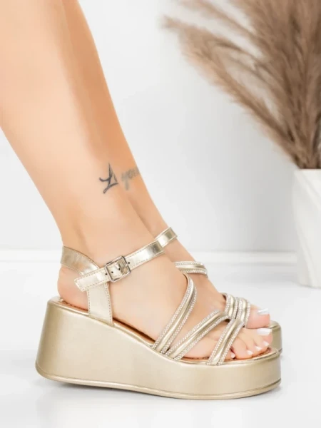 Sandały na platformie 5H78 Złoty | Mei