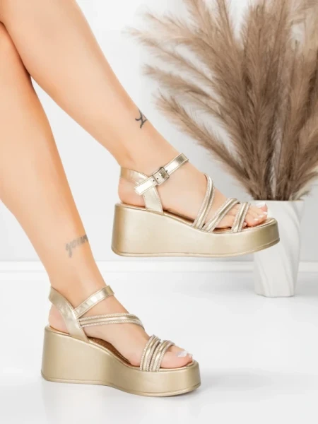 Sandały na platformie 5H78 Złoty | Mei