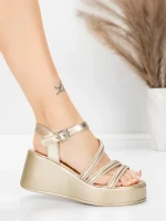 Sandały na platformie 5H78 Złoty | Mei
