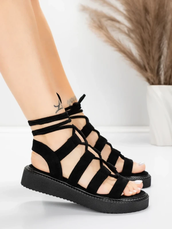 Sandały damskie na niskim obcasie 5H79 Czarny | Mei