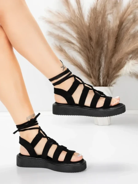 Sandały damskie na niskim obcasie 5H79 Czarny | Mei