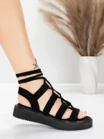 Sandały damskie na niskim obcasie 5H79 Czarny | Mei