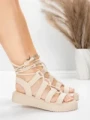 Sandały damskie na niskim obcasie 5H79 Beżowy | Mei
