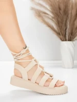 Sandały damskie na niskim obcasie 5H79 Beżowy | Mei