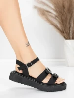 Sandały damskie na niskim obcasie 5H80 Czarny | Mei