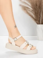 Sandały damskie na niskim obcasie 5H80 Beżowy | Mei