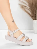 Sandały damskie na niskim obcasie 5H80 Różowy | Mei