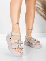 Sandały damskie na niskim obcasie 5H80 Różowy | Mei