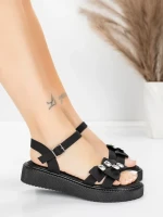 Sandały damskie na niskim obcasie 5H82 Czarny | Mei