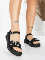 Sandały damskie na niskim obcasie 5H82 Czarny | Mei