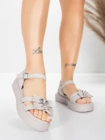 Sandały damskie na niskim obcasie 5H82 Różowy | Mei