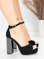 Sandały na grubej podeszwie i platformie 5KV71 Czarny | Mei