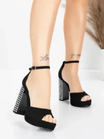 Sandały na grubej podeszwie i platformie 5KV71 Czarny | Mei