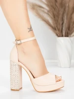 Sandały na grubej podeszwie i platformie 5KV71 Beżowy | Mei