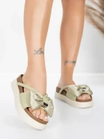 Damskie kapcie ze skóry naturalnej TP637-1 Zielony | Formazione