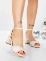 Sandale Dama cu Toc Gros 5XKK96 LIGHT BEIGE | MEI