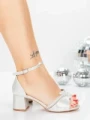 Sandale Dama cu Toc Gros 5XKK96 SILVER | MEI