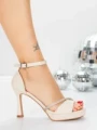 Sandale Dama cu Toc Subtire 5LO10 LIGHT BEIGE | MEI