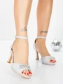 Sandale Dama cu Toc Subtire 5LO11 SILVER | MEI