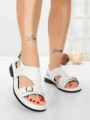 Sandale Dama cu Talpa Joasa 5SY36 WHITE | MEI