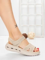 Sandale Dama cu Talpa Joasa 5GS28 BEIGE | MEI