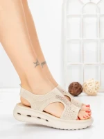 Sandale Dama cu Talpa Joasa 5GS29 BEIGE | MEI