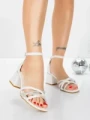 Sandale Dama cu Toc Gros 5JD10 WHITE | MEI