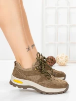 Pantofi Casual Dama din piele naturala K22112 KHAKI | BERLINER