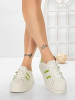 Pantofi Sport Dama din piele naturala P58023 WHITE-GREEN | BERLINER