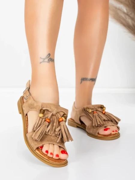 Sandale Dama cu Talpa Joasa 5WH71 KHAKI | MEI