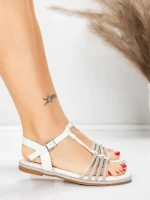 Sandale Dama cu Talpa Joasa 5WH75 WHITE | MEI