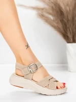 Sandale Dama cu Talpa Joasa 5GS37 BEIGE | MEI