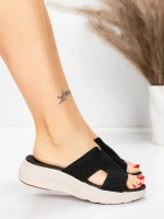 Papuci Dama cu Talpa Joasa 5GS39 BLACK | MEI