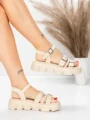 Sandale Dama cu Talpa Joasa 5HXS68 BEIGE | MEI