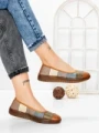 Balerini Dama din piele naturala 2211-1 BROWN-GREEN | BERLINER