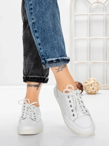 Pantofi Casual Dama din piele naturala K251-1 WHITE | GALLOP