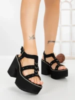 Sandale Dama cu Toc Gros si Platforma 20006N NEGRO | STEPS HIGHER