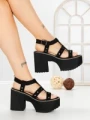 Sandale Dama cu Toc Gros si Platforma 20006N NEGRO | STEPS HIGHER