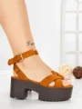 Sandale Dama cu Toc Gros si Platforma 9287CA CAMEL | STEPS HIGHER