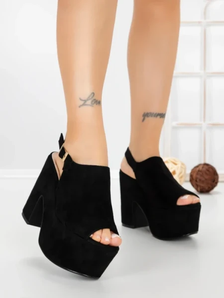 Sandale Dama cu Toc Gros si Platforma 8263N NEGRO | STEPS HIGHER