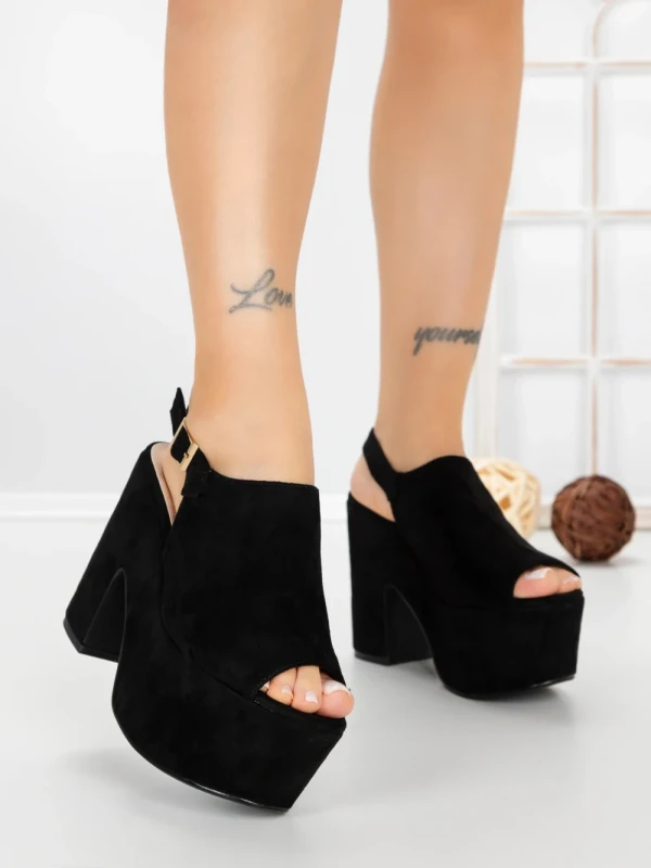 Sandale Dama cu Toc Gros si Platforma 8263N NEGRO | STEPS HIGHER
