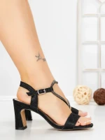 Sandale Dama cu Toc Gros W18-87 BLACK | FESTISIMO