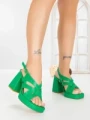 Sandale Dama cu Toc Gros si Platforma A30-98 GREEN | FESTISIMO
