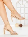 Sandale Dama cu Toc Gros W18-88 KHAKI | FESTISIMO
