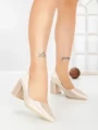 Pantofi cu Toc Gros G60-11 BEIGE | FESTISIMO