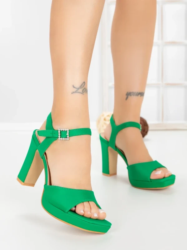 Sandale Dama cu Toc Gros JJ23-18 GREEN | FESTISIMO