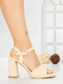 Sandale Dama cu Toc Gros G2432 BEIGE | FESTISIMO